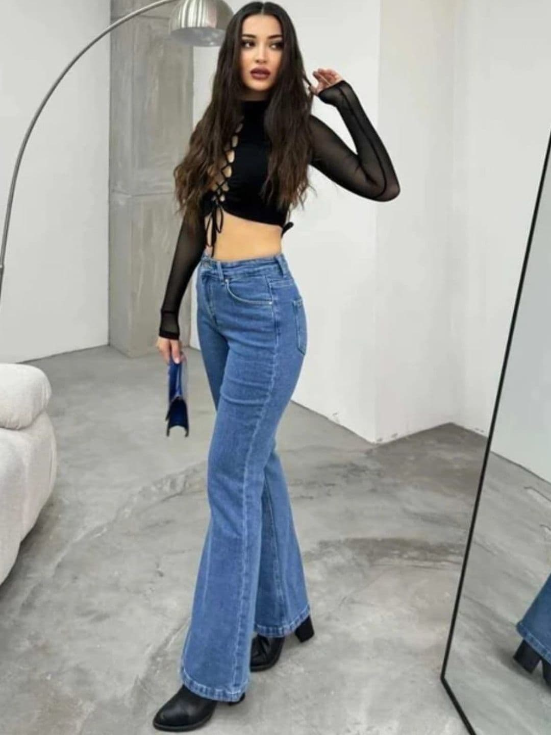 HERE&NOW Women Bootcut High-Rise Stretchable Jeans thumbnail 2