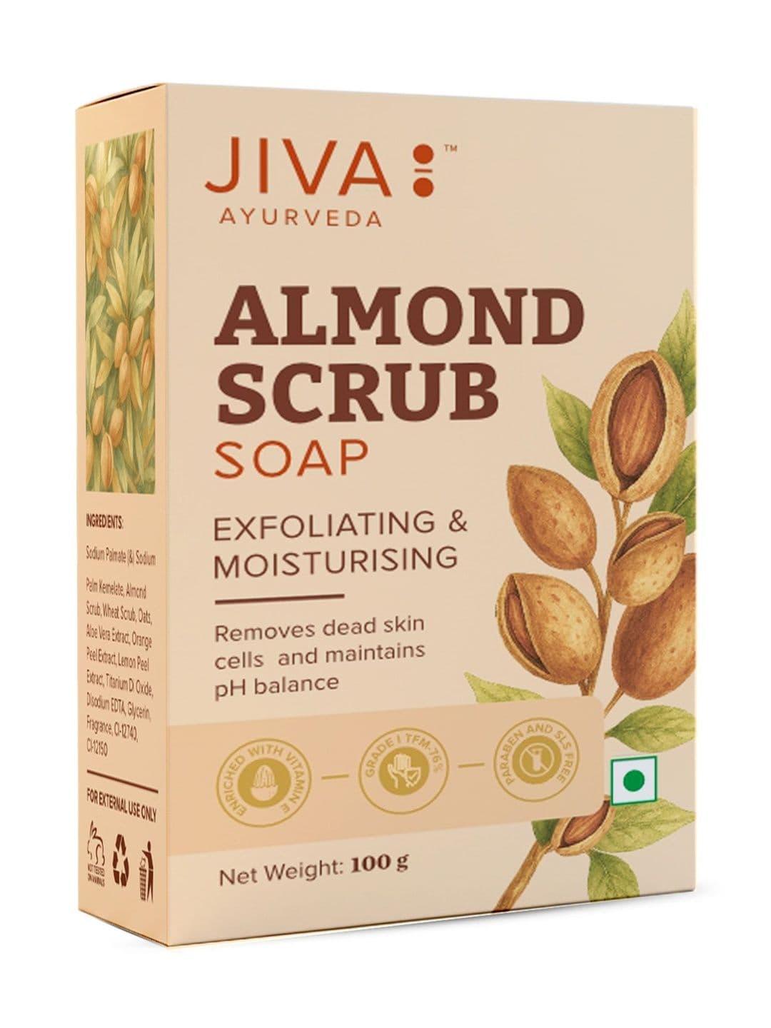 Jiva Set Of 4 Ayurveda Exfoliating & Moisturising Almond Scrub Soaps -100 g Each thumbnail 2