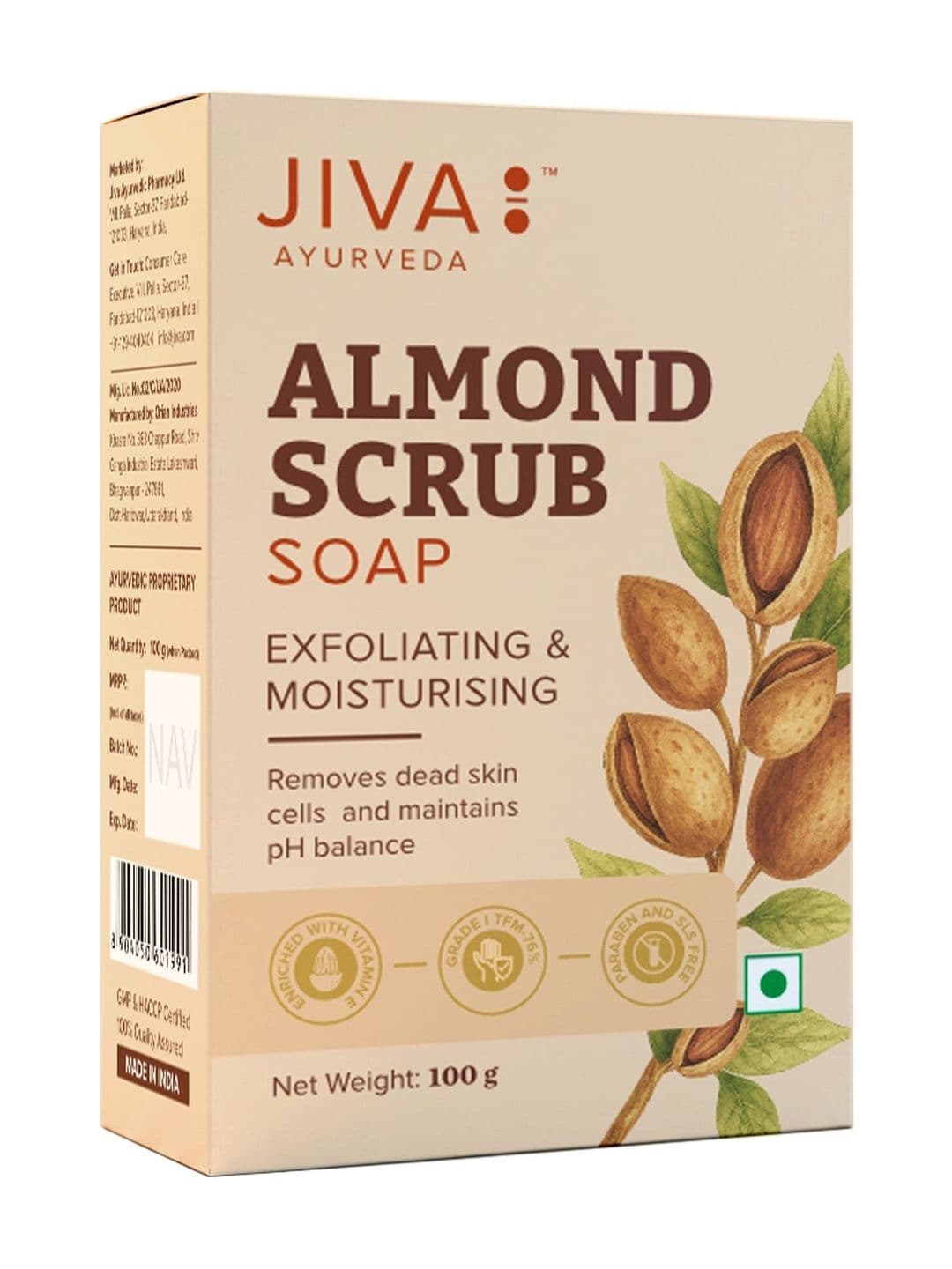 Jiva Set Of 4 Ayurveda Exfoliating & Moisturising Almond Scrub Soaps -100 g Each thumbnail 4