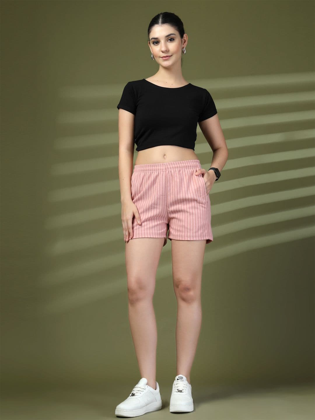 The Roadster Lifestyle Co Striped Above Knee Regular Shorts thumbnail 4