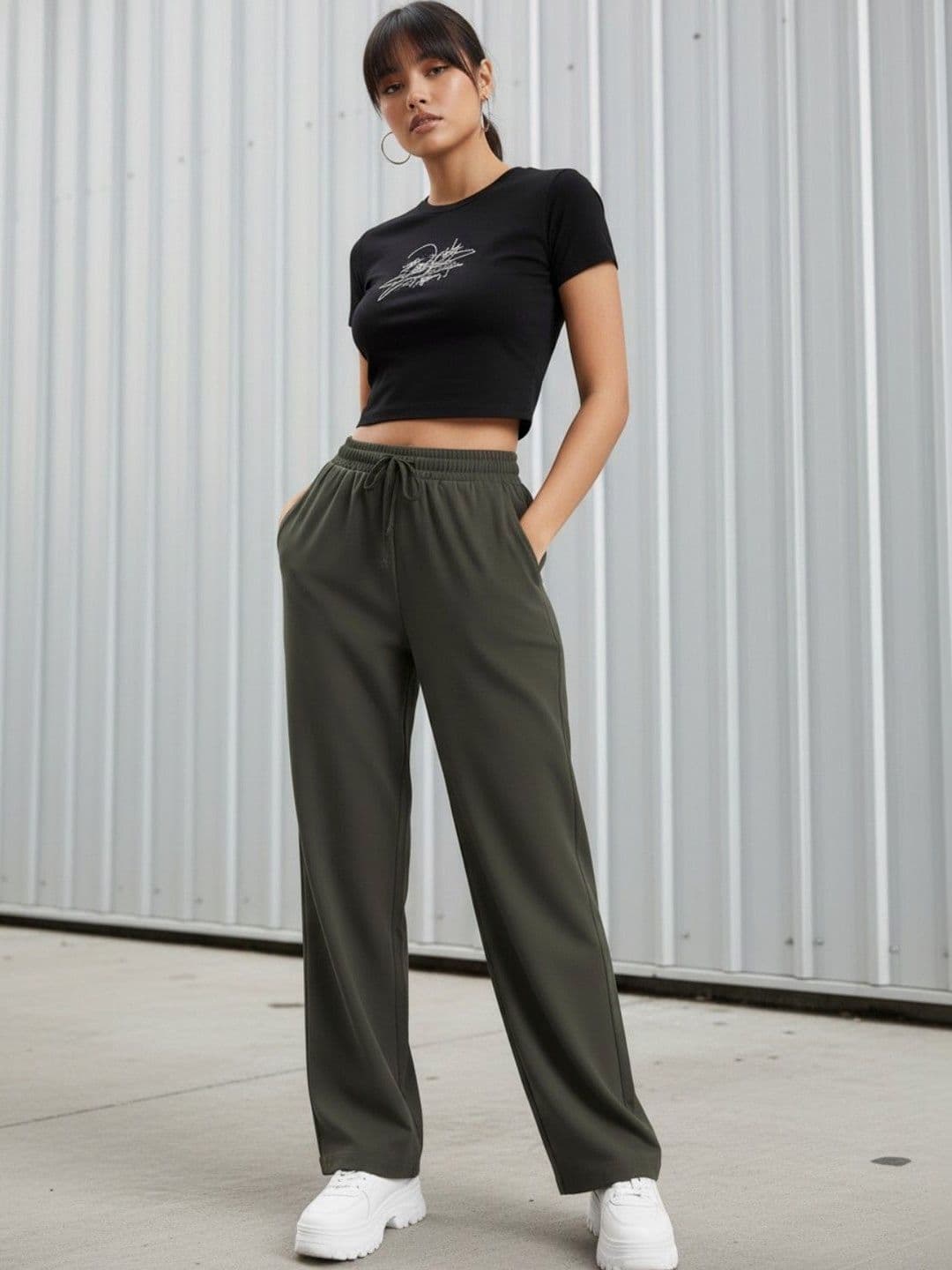 SZN Pack Of 2 Women Smart High-Rise Wrinkle Free Trousers thumbnail 2