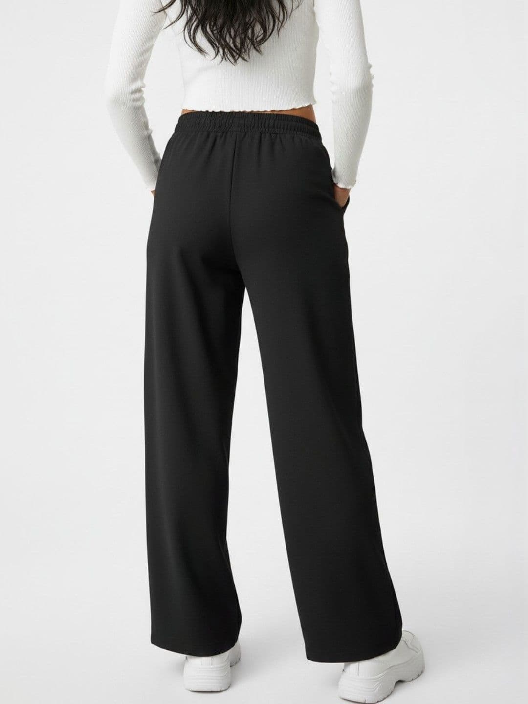 SZN Pack Of 2 Women Straight Fit High-Rise Easy Wash Trousers thumbnail 3
