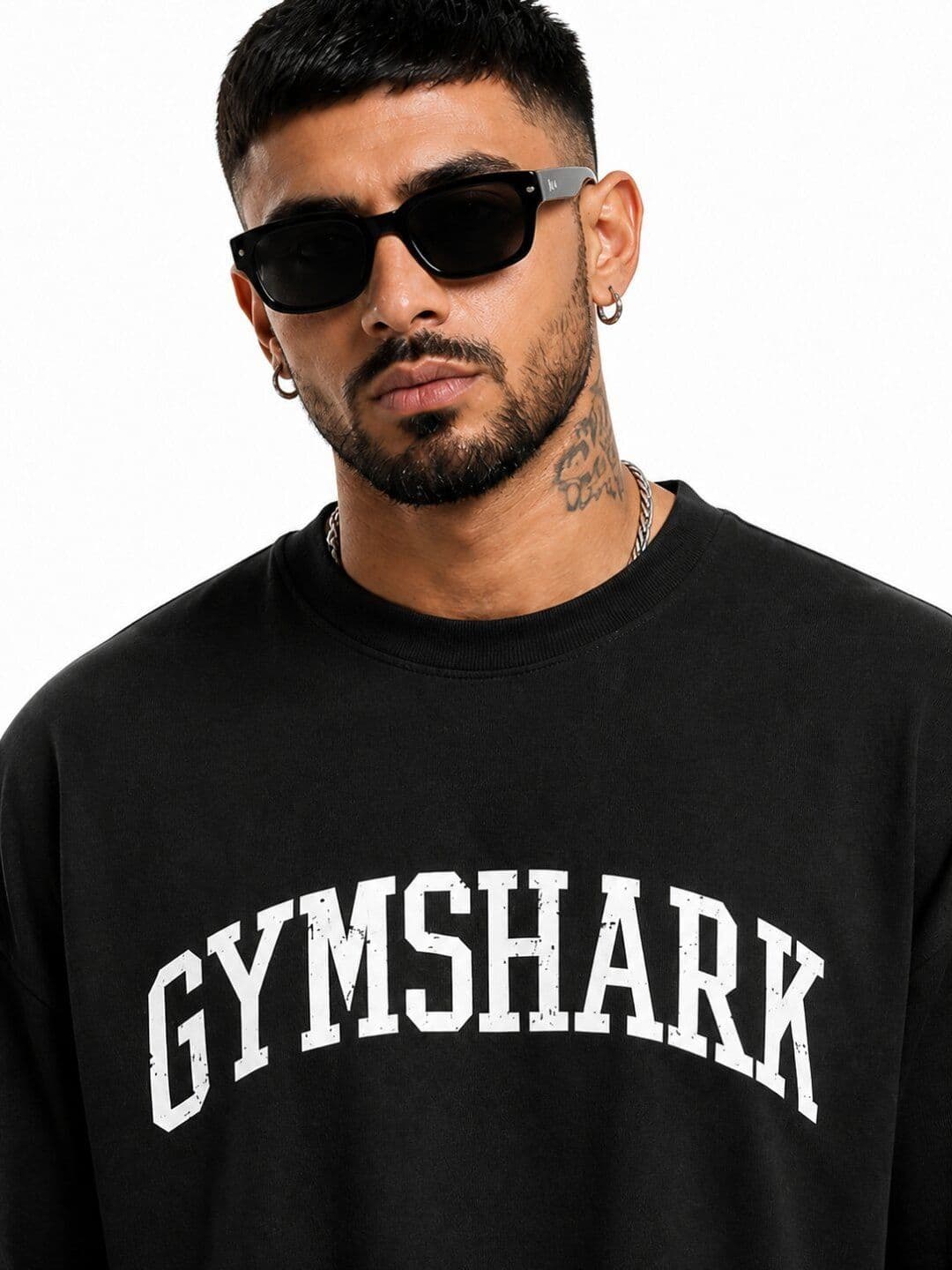 HASTEN GYMSHARK Brand Logo Printed Oversized Cotton T-shirt thumbnail 3