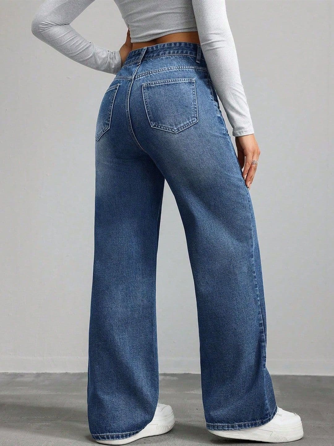 Crazeis Women Comfort Straight Fit High-Rise Light Fade Acid Wash Stretchable Jeans thumbnail 3