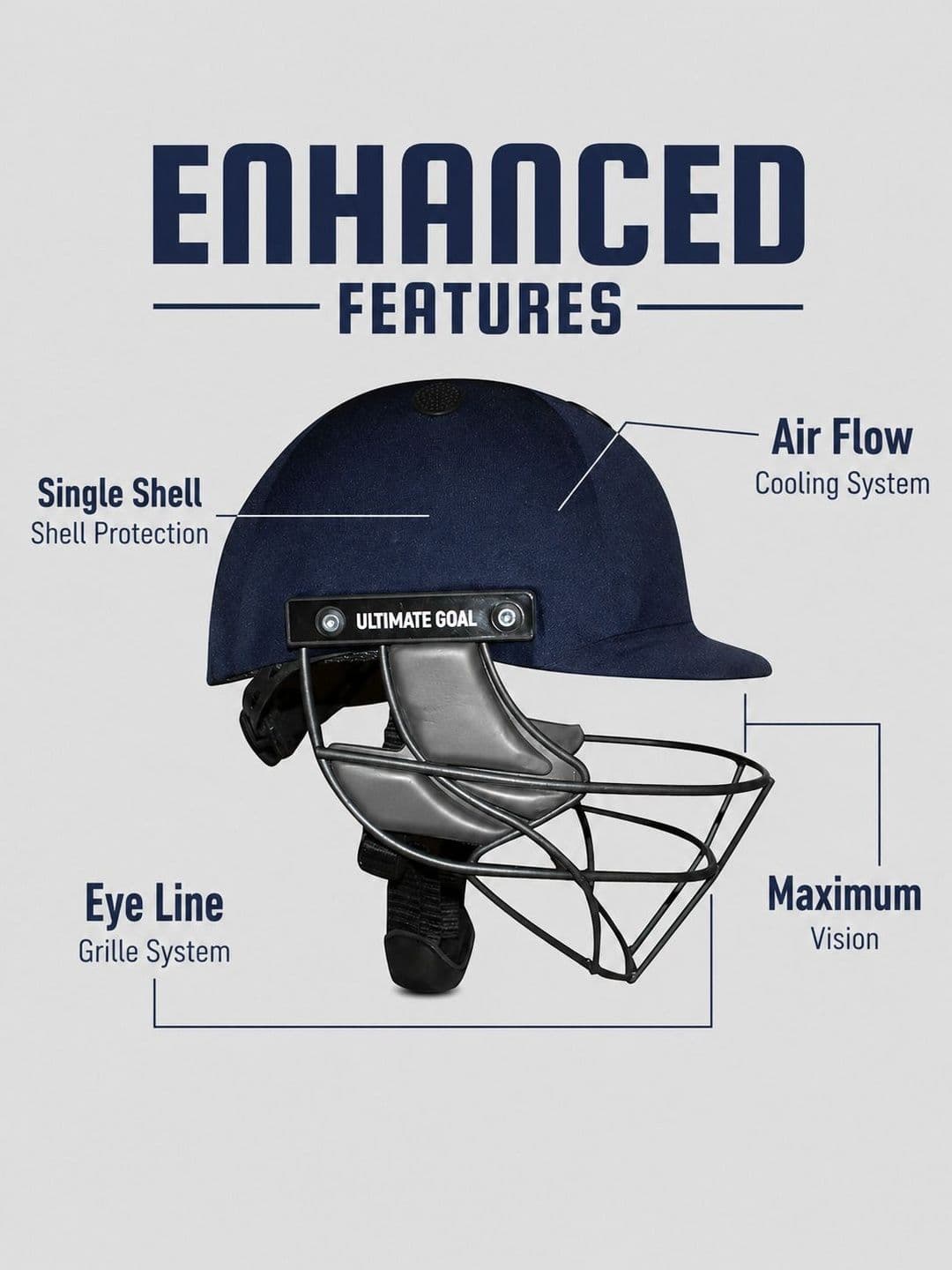 UG Sports Test Series Cricket Helmet With Adjustment Strap thumbnail 3