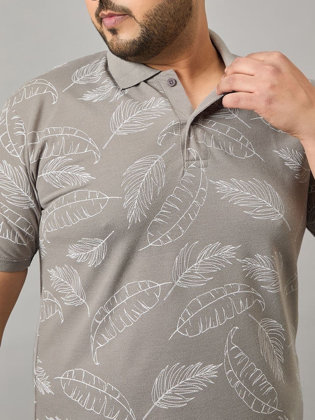 SZN Men Printed Polo Collar Tropical T-shirt thumbnail 4