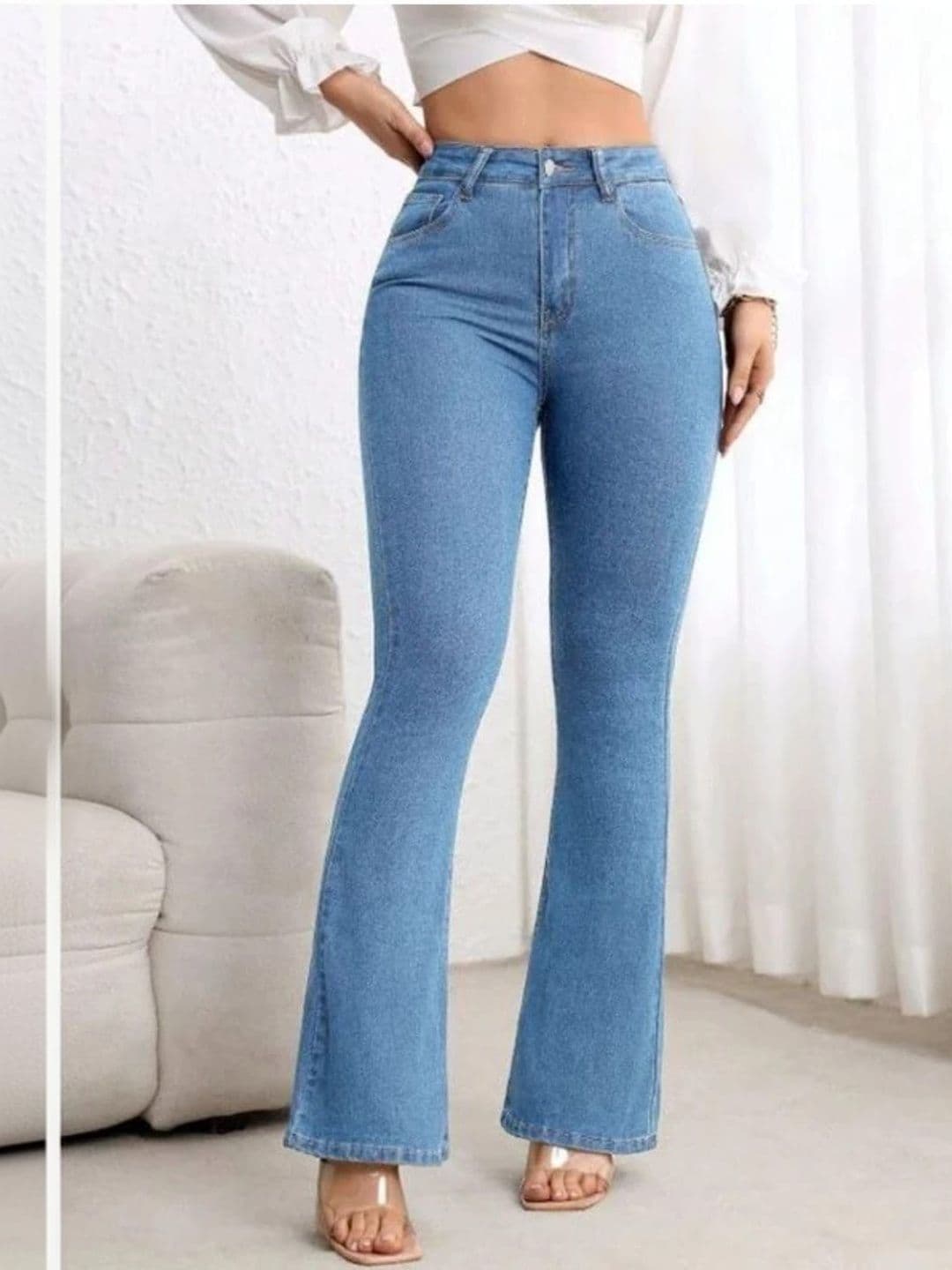 HERE&NOW Women Bootcut High-Rise Stretchable Jeans thumbnail 3