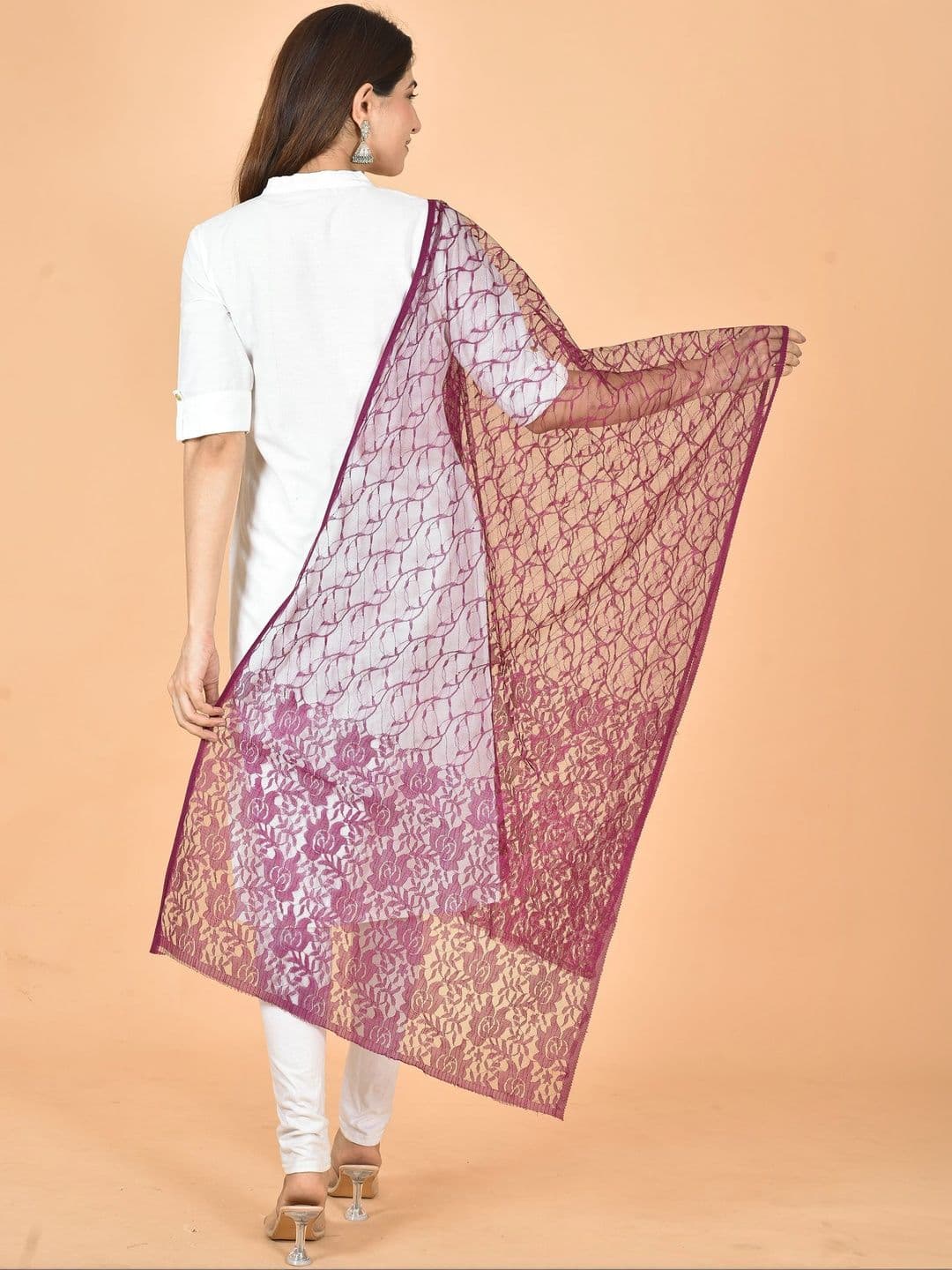 Kuhika Pack Of 4 Woven Design Dupatta thumbnail 3