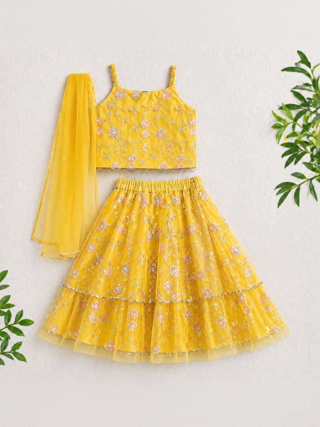 The Magic Wand Girls Embellished Sequinned Ready to Wear Lehenga & Blouse With Dupatta thumbnail 3