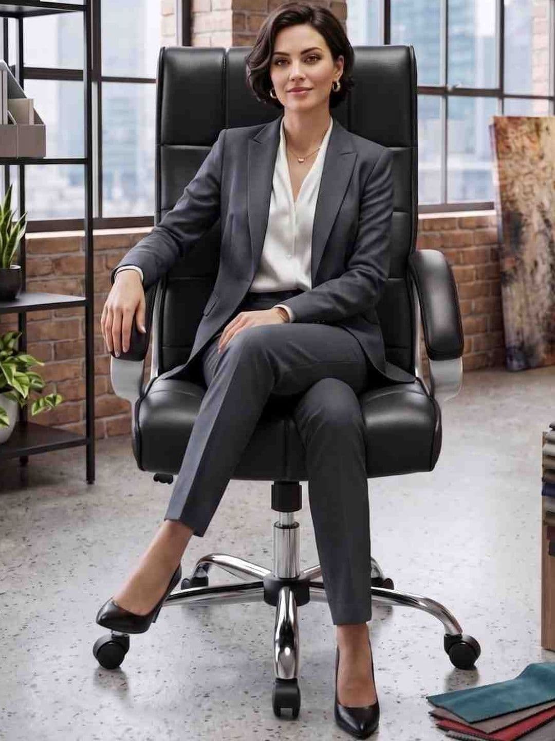 COZY CUB Black Leatherette Adjustable Seat Height Study Arm Chair thumbnail 5