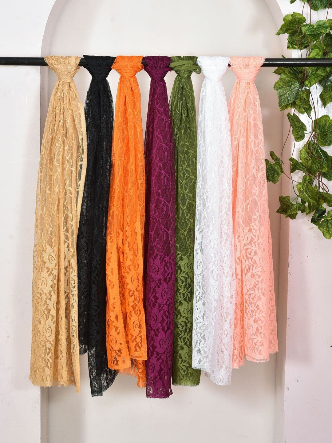 Kuhika Pack Of 7 Woven Design Dupatta - view 1