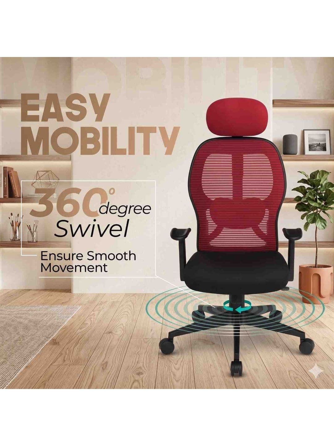 COZY CUB Red & Black Adjustable Seat Height Study Arm Chair thumbnail 2
