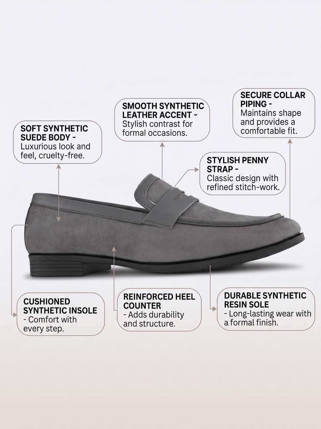 HERE&NOW Men Synthetic Leather Round Toe Slip-On Formal Loafers thumbnail 7