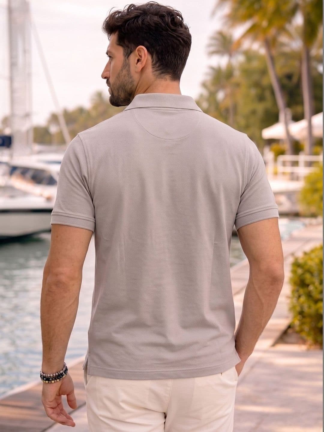 Utopium Men Brand Logo Polo Collar T-shirt thumbnail 2