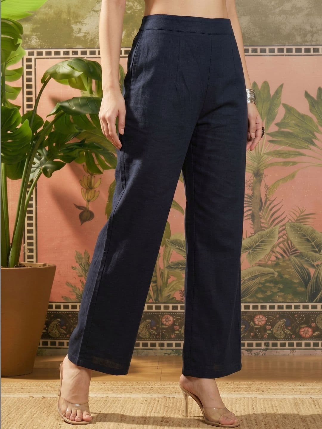 Sangria Bohemian Cotton Embroidered Top with Trousers thumbnail 3