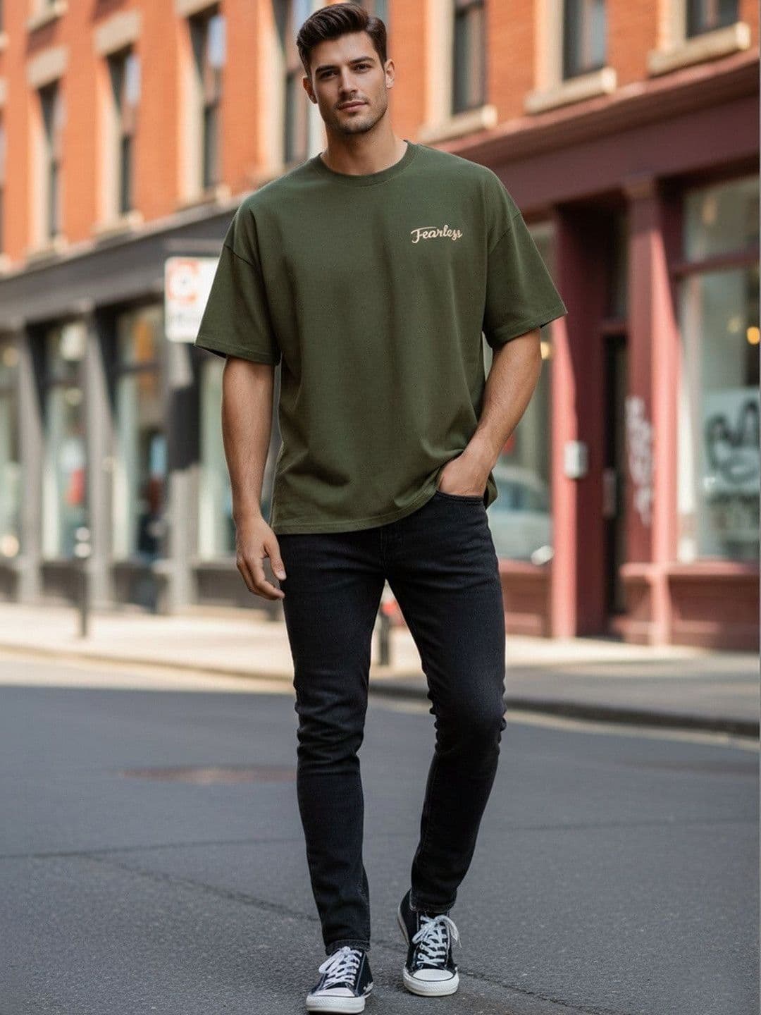 Mast & Harbour Men Printed Drop-Shoulder Sleeves T-shirt thumbnail 6