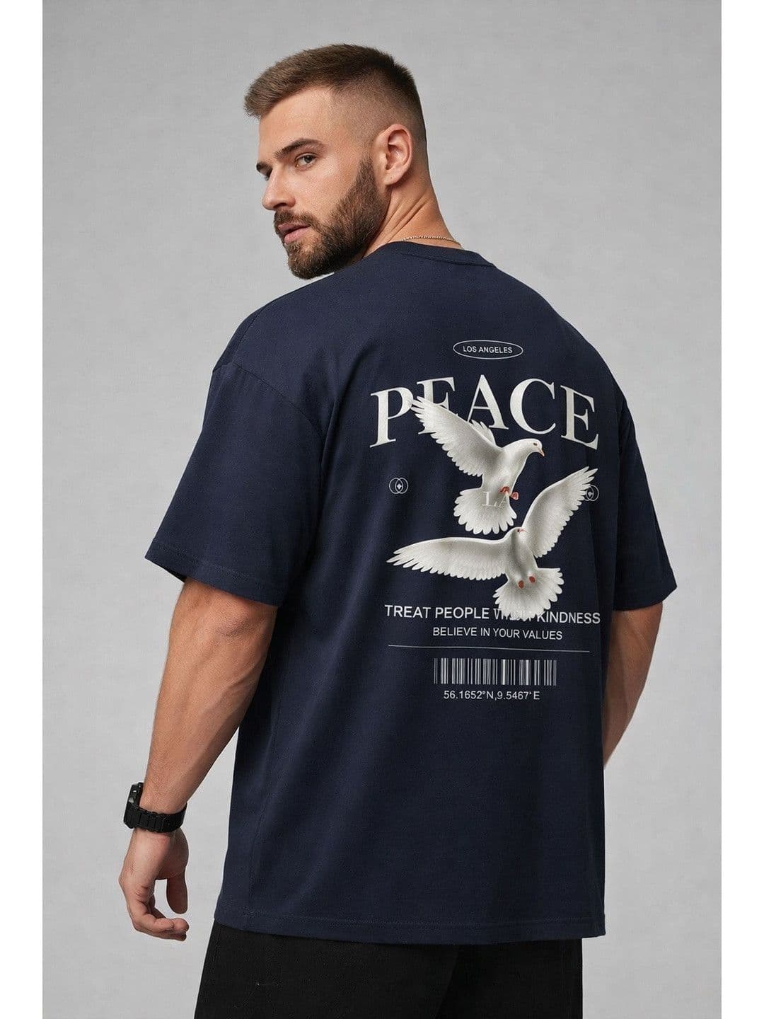 Mast & Harbour Men Printed Drop-Shoulder Sleeves T-shirt thumbnail 5