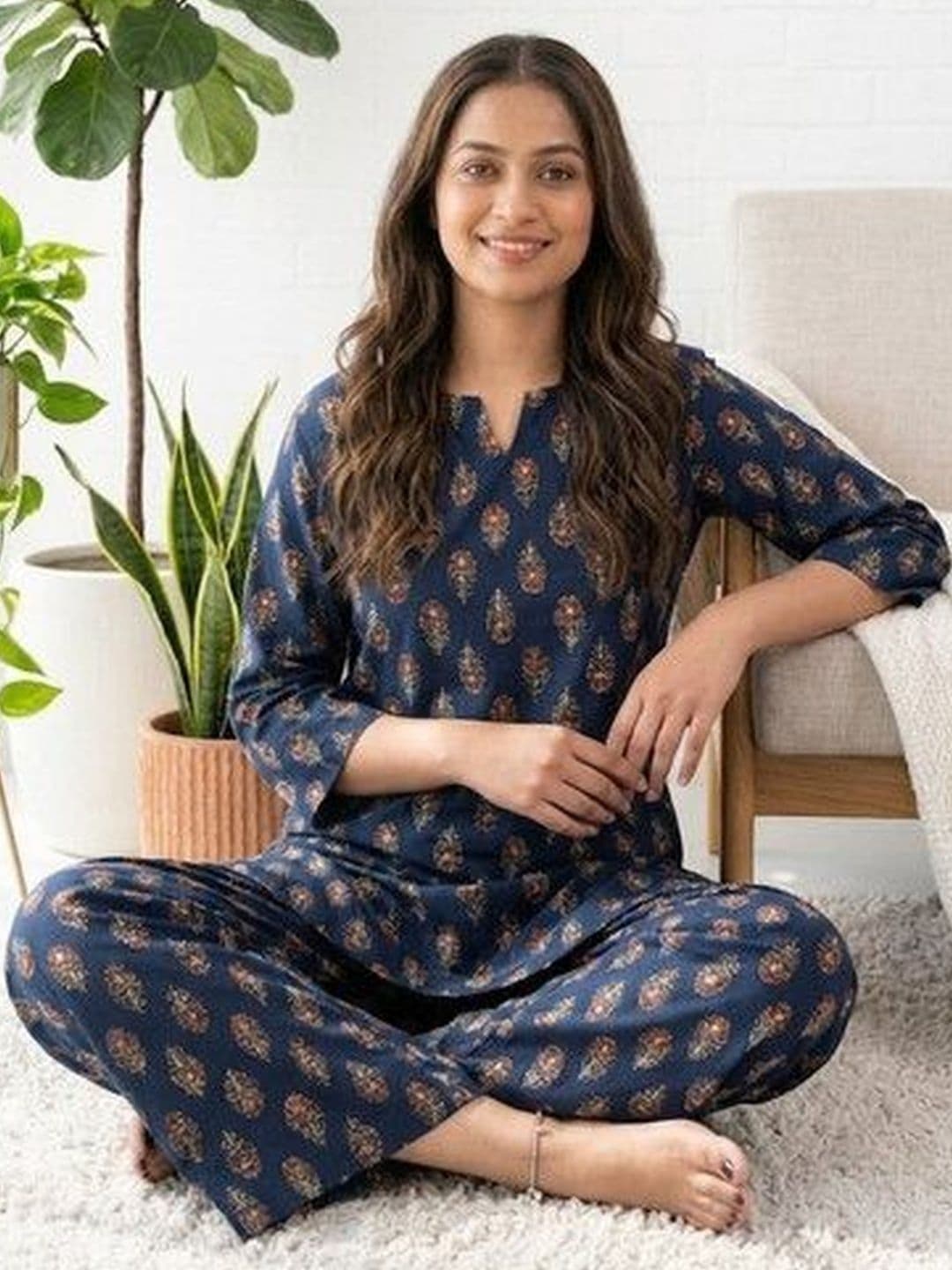 DESI HULIA Women Ethnic Motifs Printed Regular Kurta with Palazzos thumbnail 5