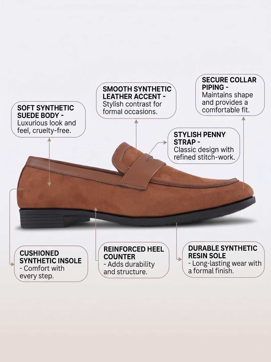 HERE&NOW Men Synthetic Leather Round Toe Slip-On Formal Loafers thumbnail 2