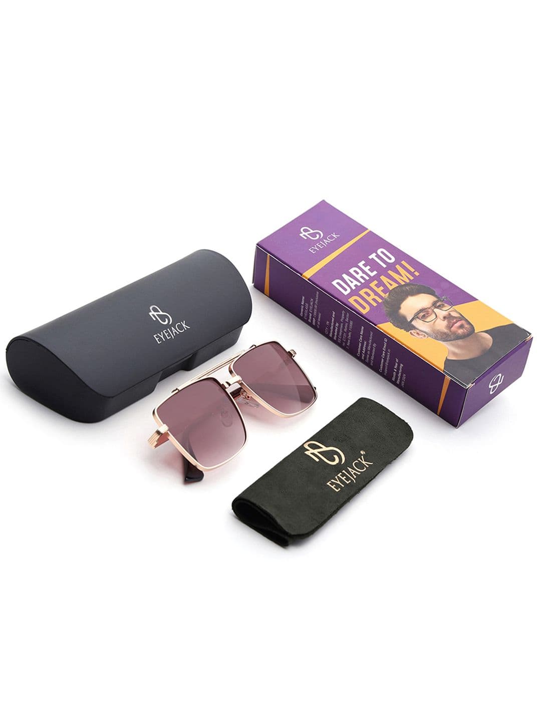 Eyejack by Voyage Square Sunglasses with UV Protected Lens-B80787CL868-Brown & Clear thumbnail 7