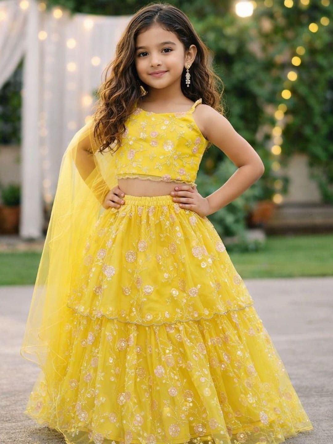 The Magic Wand Girls Embellished Sequinned Ready to Wear Lehenga & Blouse With Dupatta - view 1