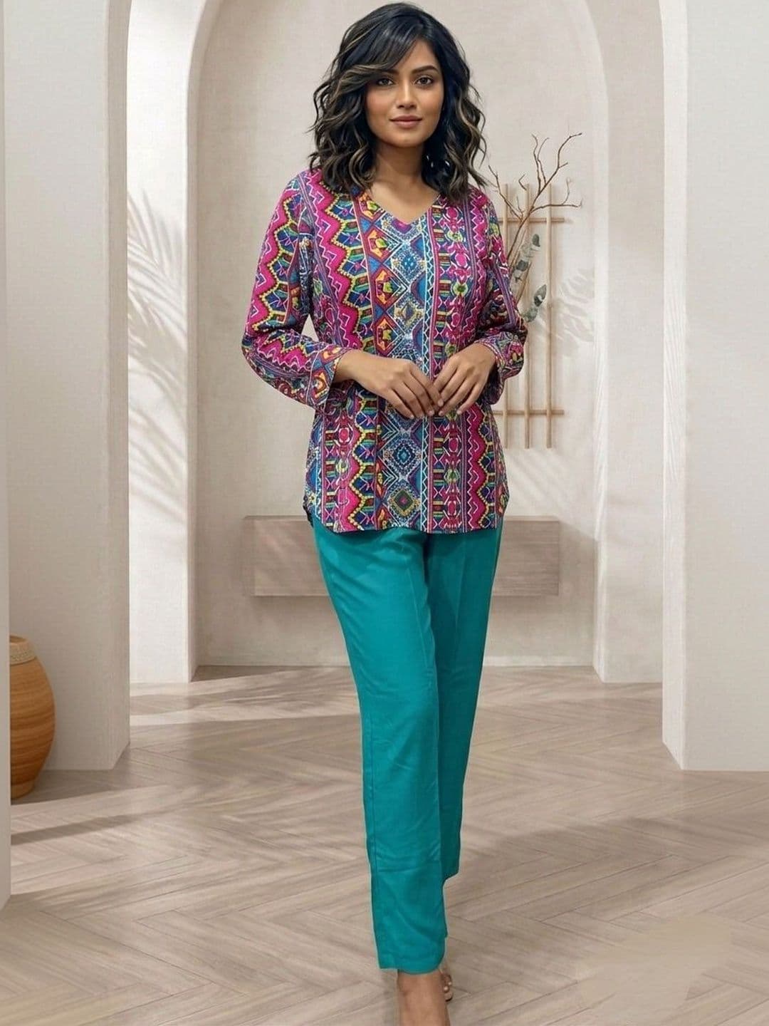 KALAMIR Printed Tunic with Trousers thumbnail 5
