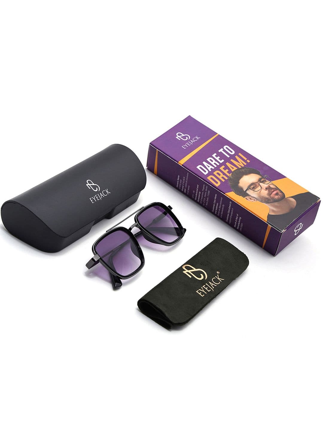 Eyejack by Voyage Unisex Wayfarer Sunglasses With UV Protected Lens B80802CL834 thumbnail 3