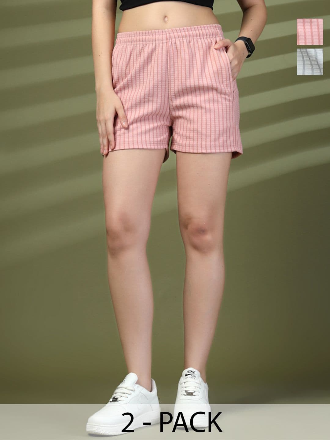 The Roadster Lifestyle Co Striped Above Knee Regular Shorts - view 1