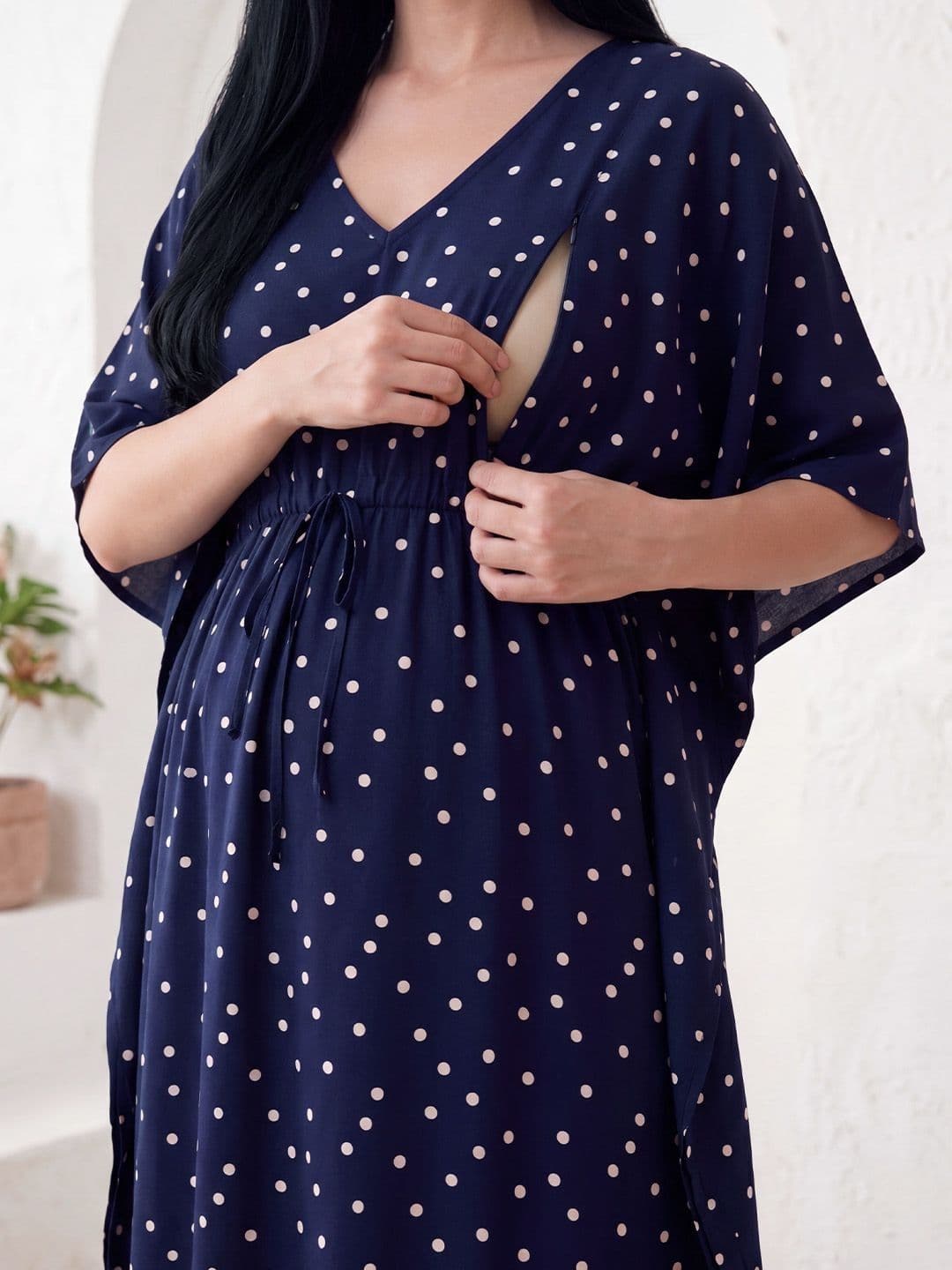 Secret Wish Printed Rayon Maternity Maxi Kaftan Nightdress thumbnail 2