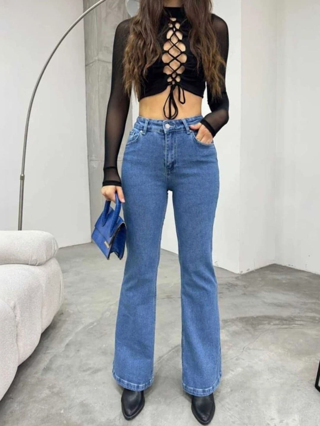 HERE&NOW Women Bootcut High-Rise Stretchable Jeans - view 1
