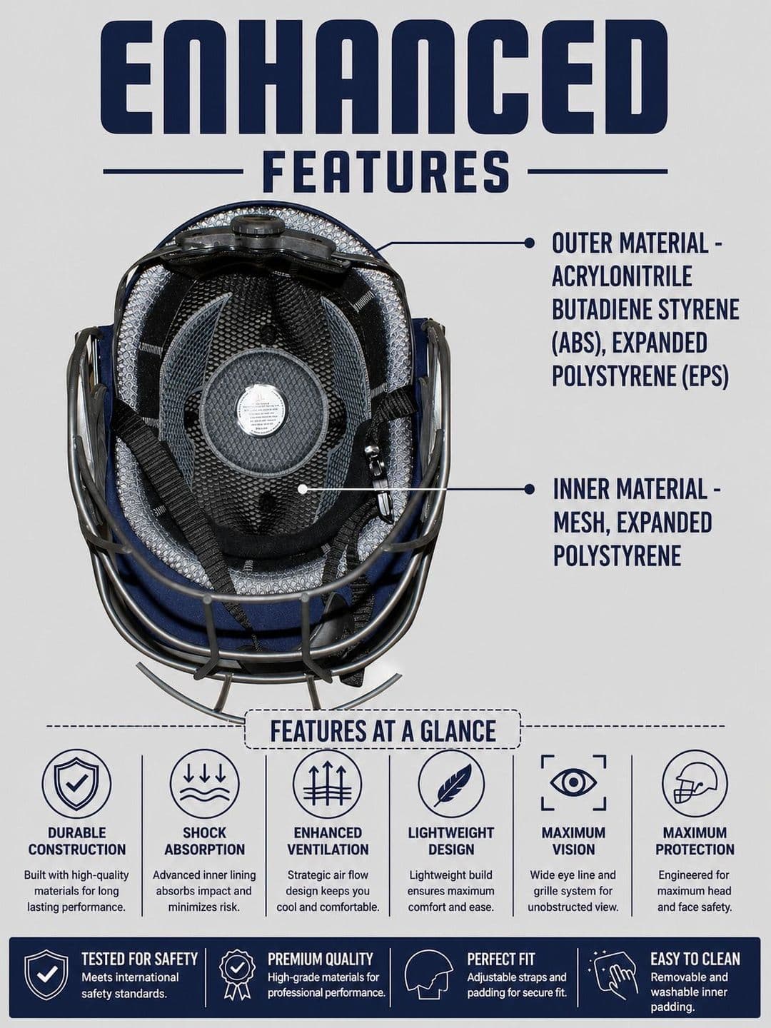 UG SPORTS Test Series Full Face Scratch Resistant Cricket Helmet thumbnail 2