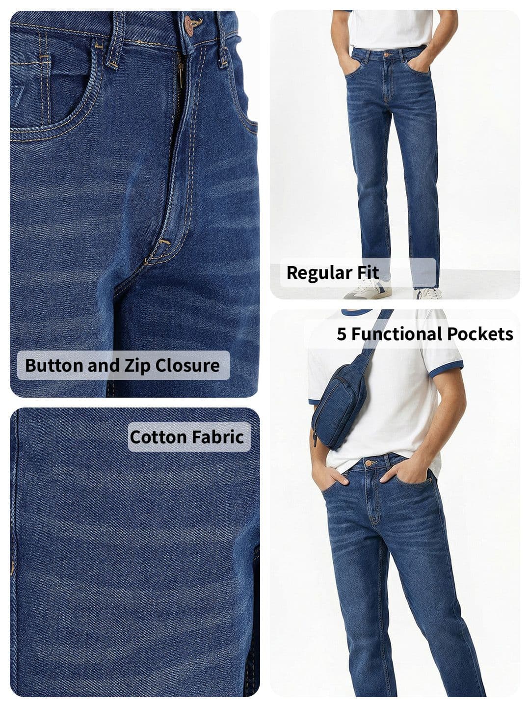 Aeropostale Men Regular Fit Mid-Rise Light Fade Cotton Jeans thumbnail 2