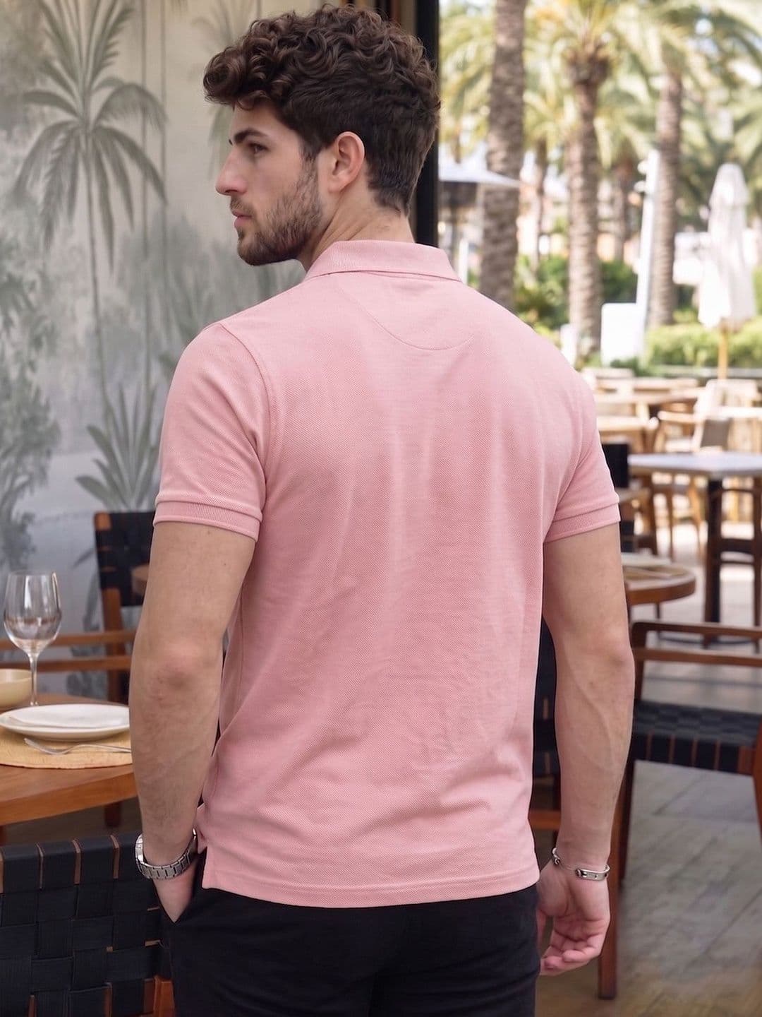 Utopium Men Brand Logo Polo Collar T-shirt thumbnail 3