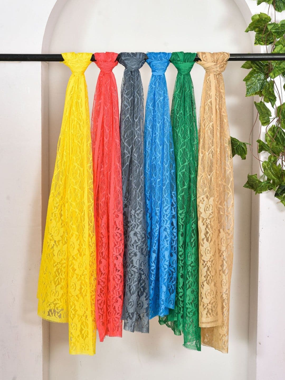 Kuhika Pack Of 6 Woven Design Dupatta - view 1