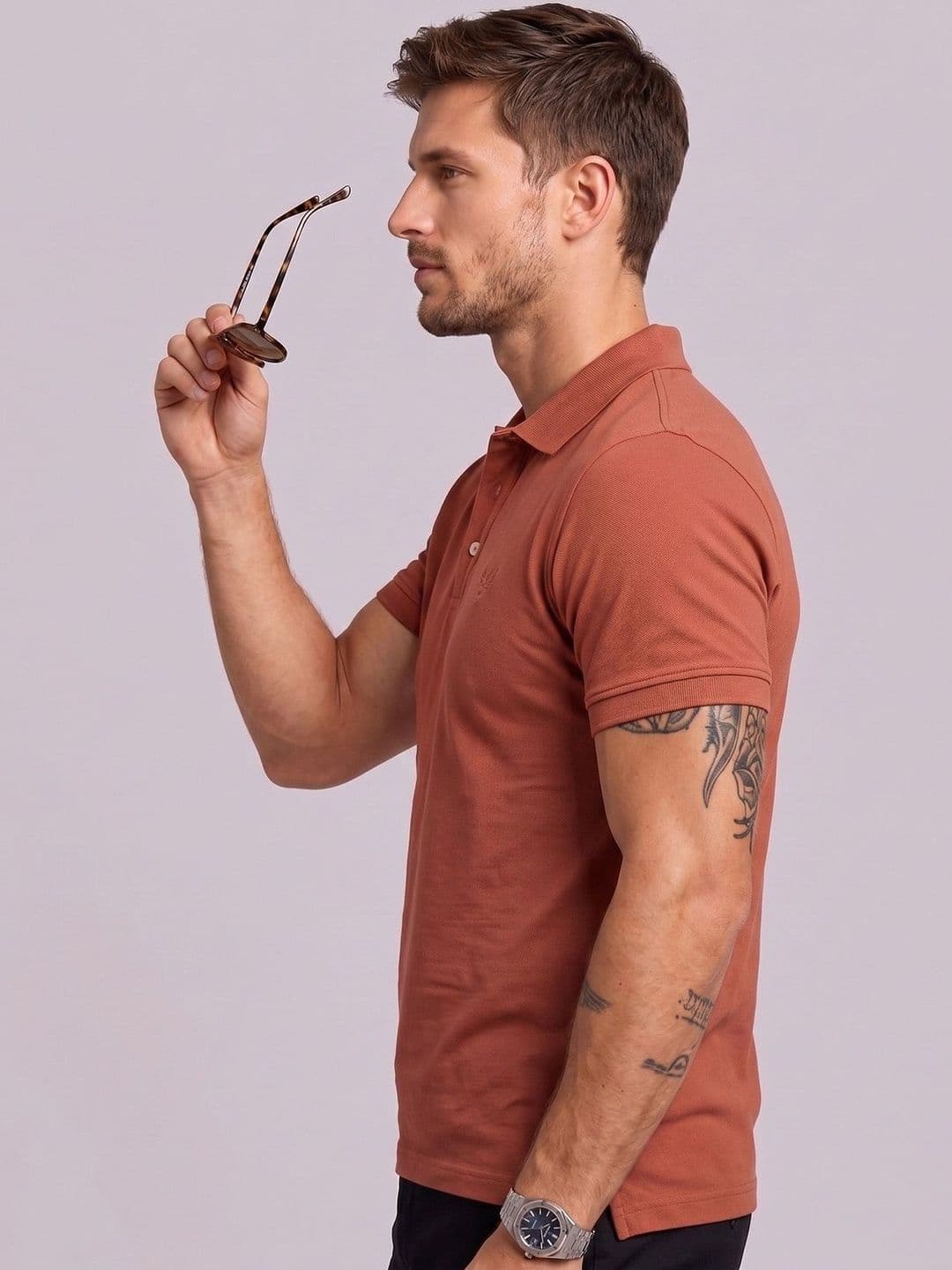 Utopium Men Brand Logo Polo Collar T-shirt thumbnail 5