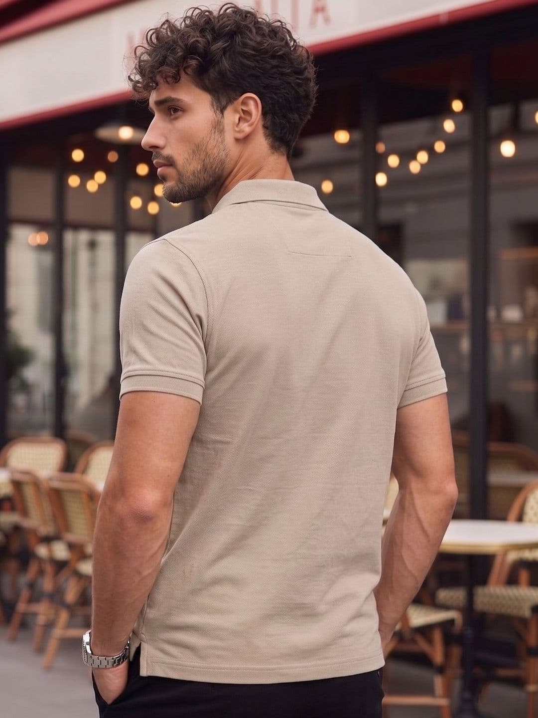 Utopium Men Brand Logo Polo Collar T-shirt thumbnail 4