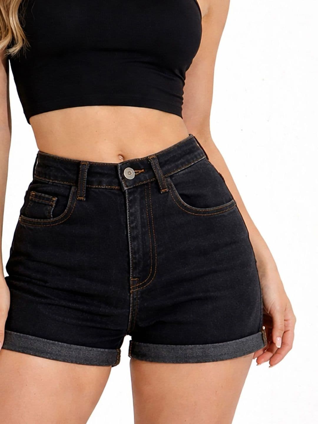 Stylecast X Kotty Women Modern Fit Cotton Denim Fashion Shorts thumbnail 3