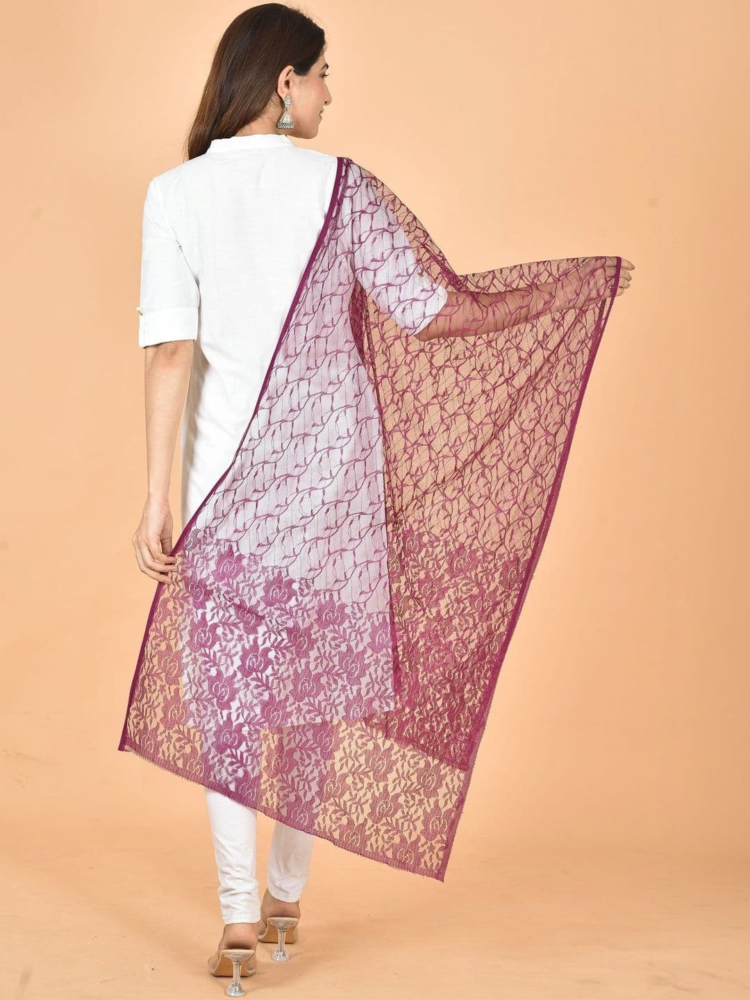 Kuhika Pack Of 4 Woven Design Dupatta thumbnail 2