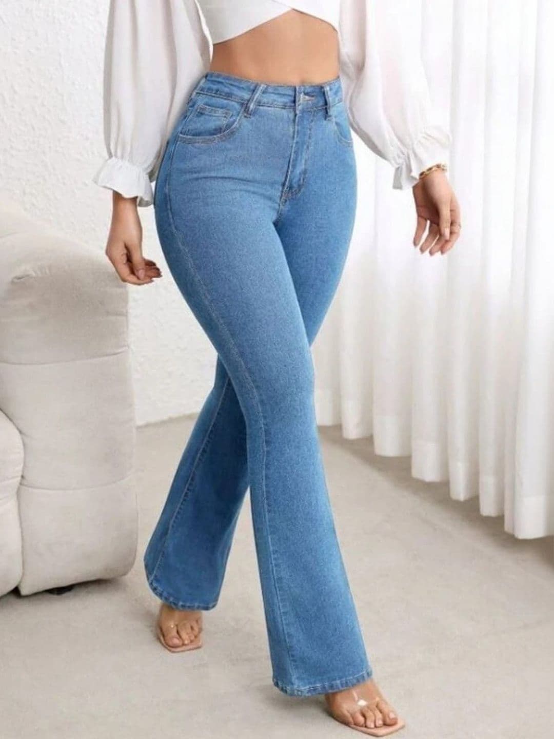 HERE&NOW Women Bootcut High-Rise Stretchable Jeans thumbnail 4