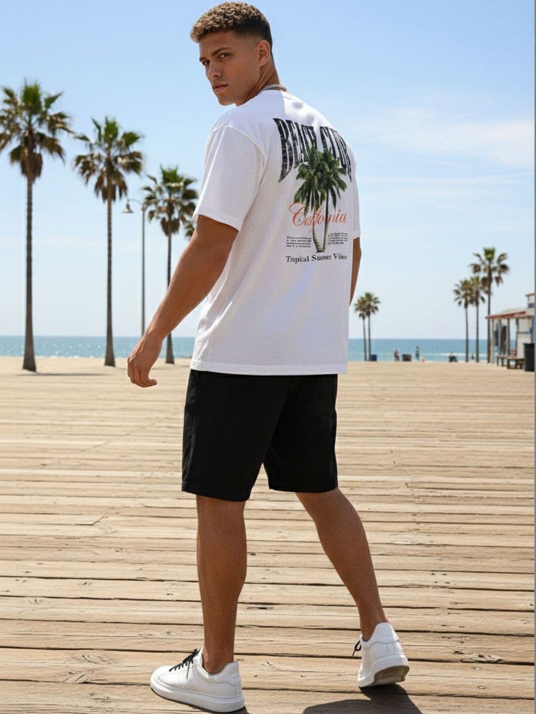 The Roadster Lifestyle Co Printed Pure Cotton Round Neck Oversized Tshirt thumbnail 4