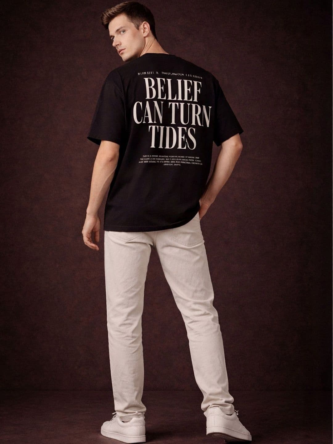 The Roadster Lifestyle Co Printed Pure Cotton Round Neck Oversized Tshirt thumbnail 4