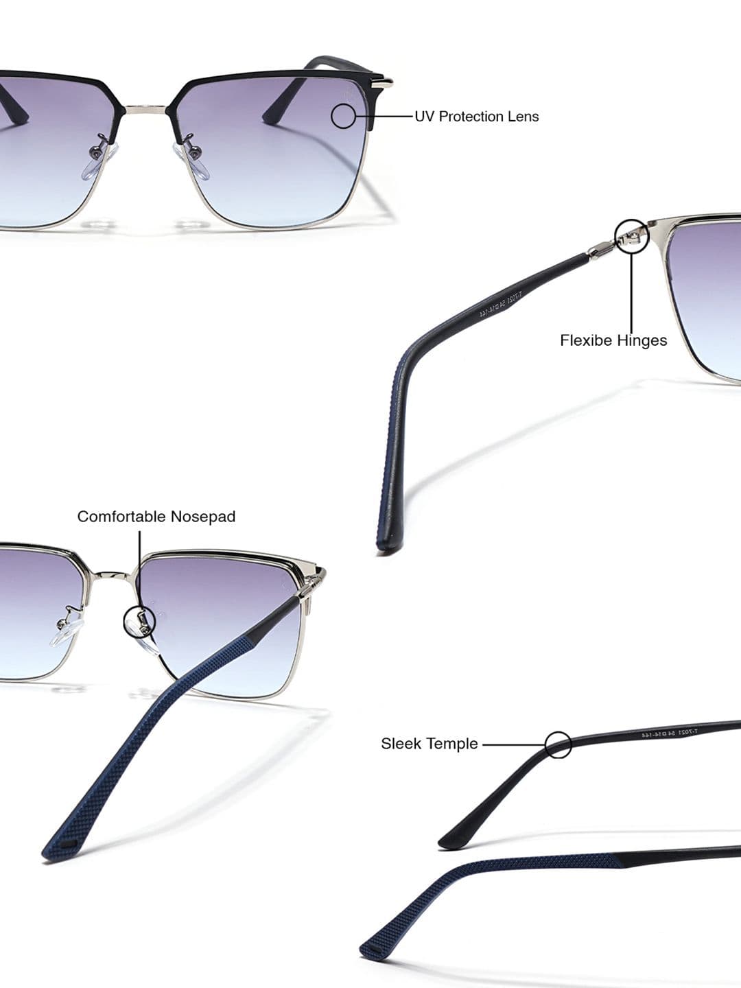 Eyejack by Voyage Unisex Square Sunglasses with UV Protected Lens 7021CL854 thumbnail 6
