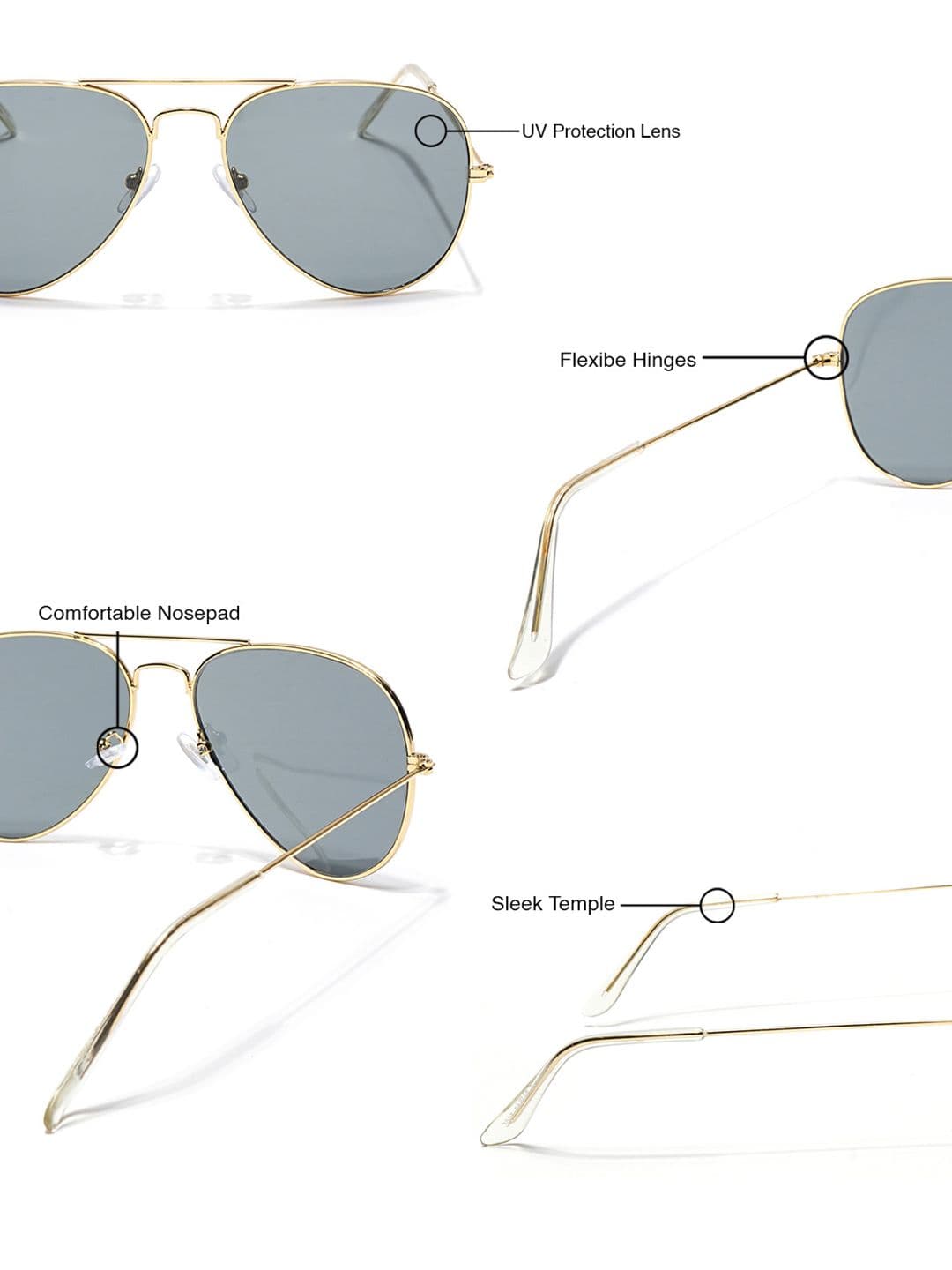 Eyejack by Voyage Unisex Aviator Sunglasses with UV Protected Lens 3025CL976 thumbnail 3