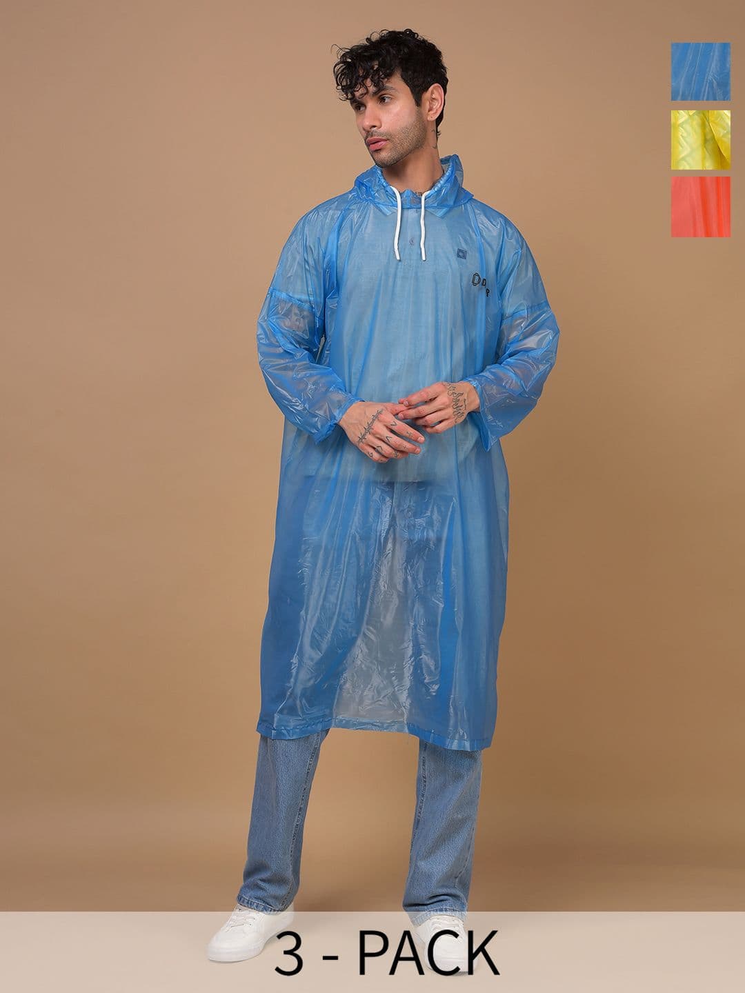 Dollar Unisex Waterproof PVC Rain Poncho with Adjustable Hood - view 1