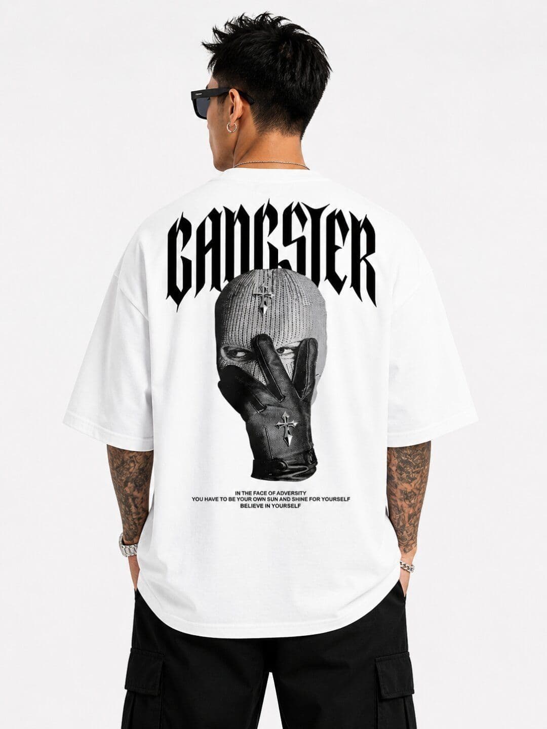 HASTEN Men's Oversized Typography Print T-shirt thumbnail 2