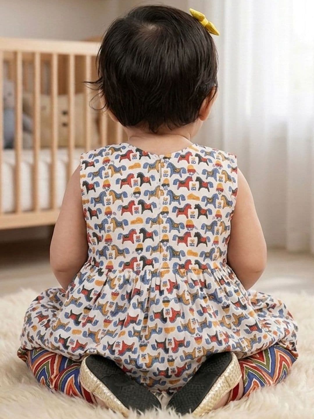 Sangria Girls Printed Pure Cotton V-Neck Kurta & Dhoti Pants thumbnail 4