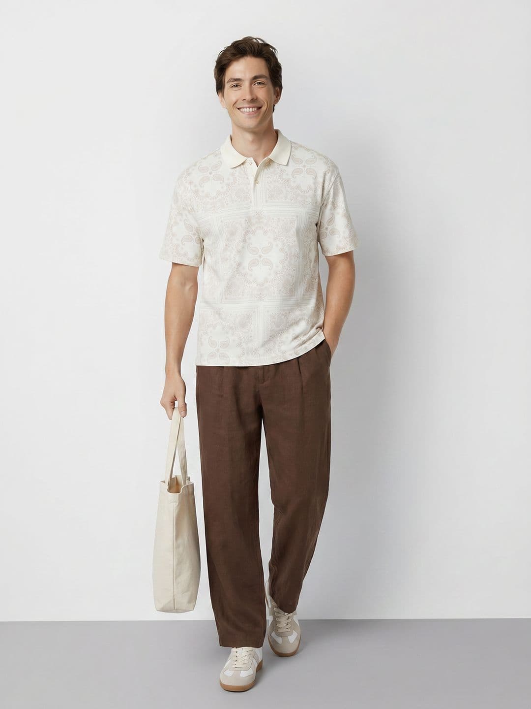 Mast & Harbour Floral Printed Relaxed Fit Polo Collar T-shirt thumbnail 4