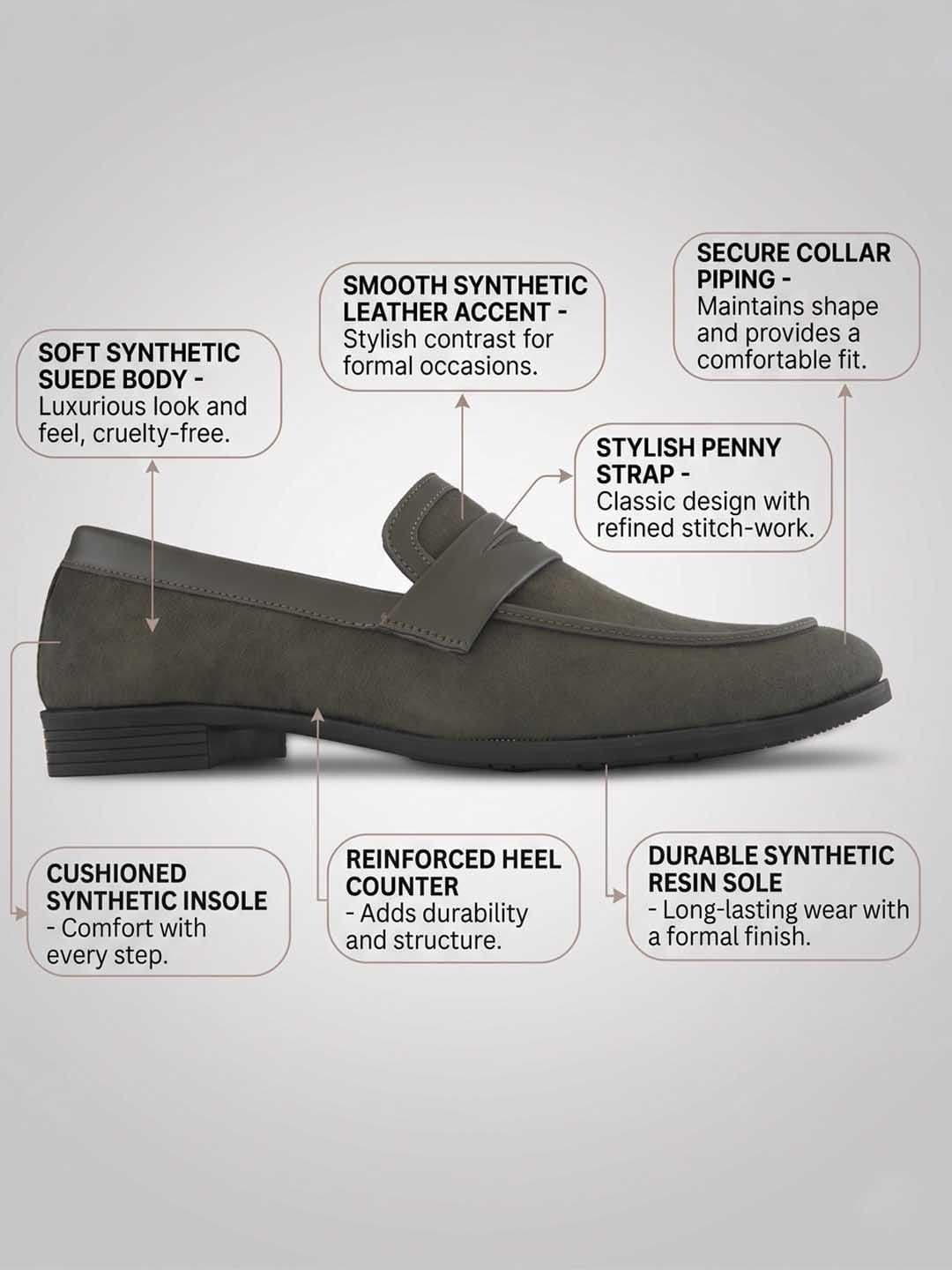 HERE&NOW Men Synthetic Leather Round Toe Slip-On Formal Loafers thumbnail 3