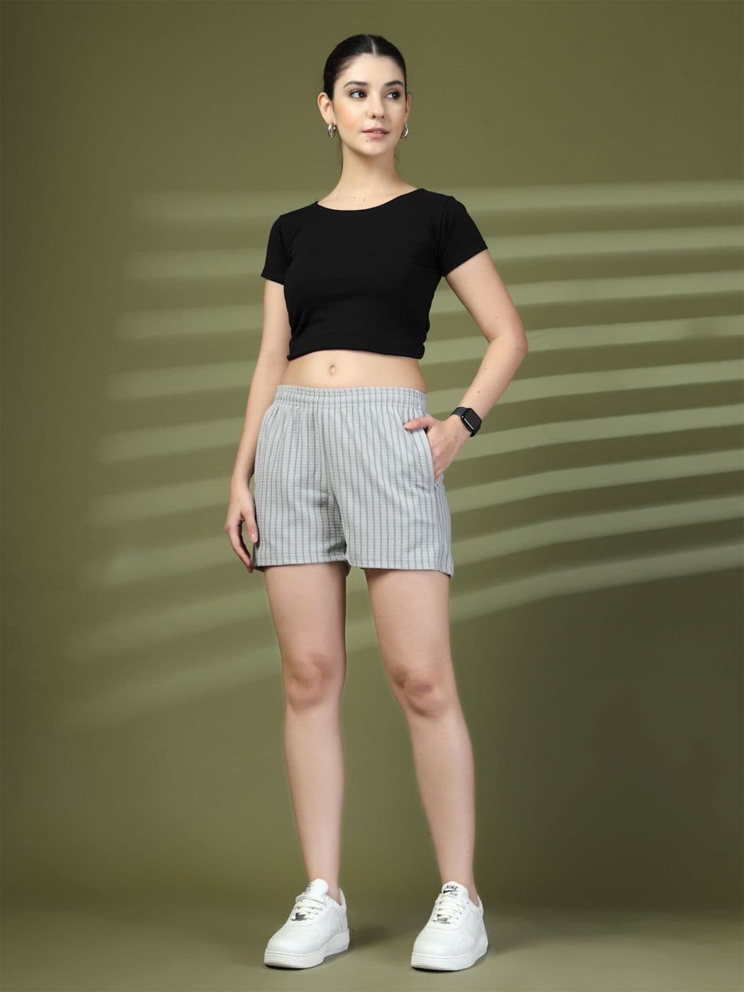 The Roadster Lifestyle Co Striped Above Knee Regular Shorts thumbnail 3