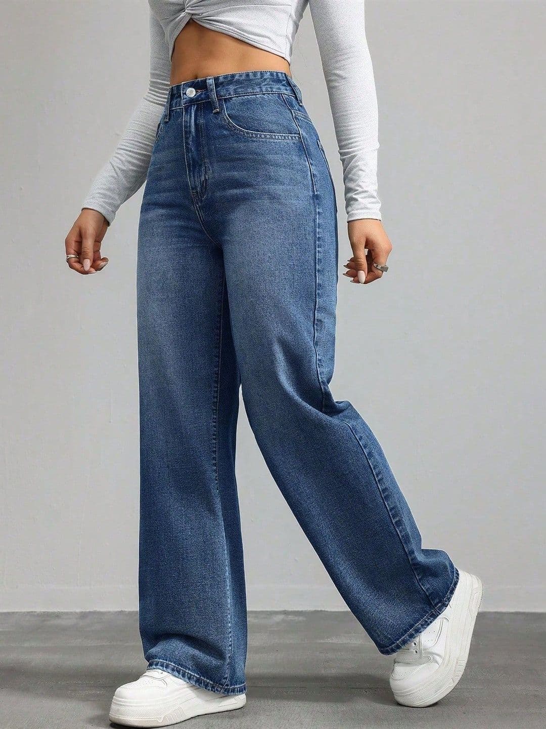 Crazeis Women Comfort Straight Fit High-Rise Light Fade Acid Wash Stretchable Jeans thumbnail 5